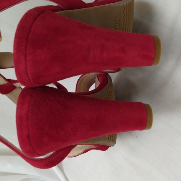 Eric Michael, Handmade in Portugal Red Suede Heeled Sandals Size EU41/US10 - Picture 5 of 8